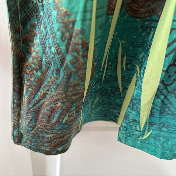 One World Mossy Vintage Green Sublimation Crease Print Dress Women’s Size Medium - Picture 13 of 15